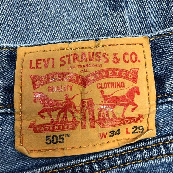 Levi's 505 Men Blue Denim Straight Leg 100% Cotton Jeans Size 34X29 B205 -3 - Picture 8 of 16